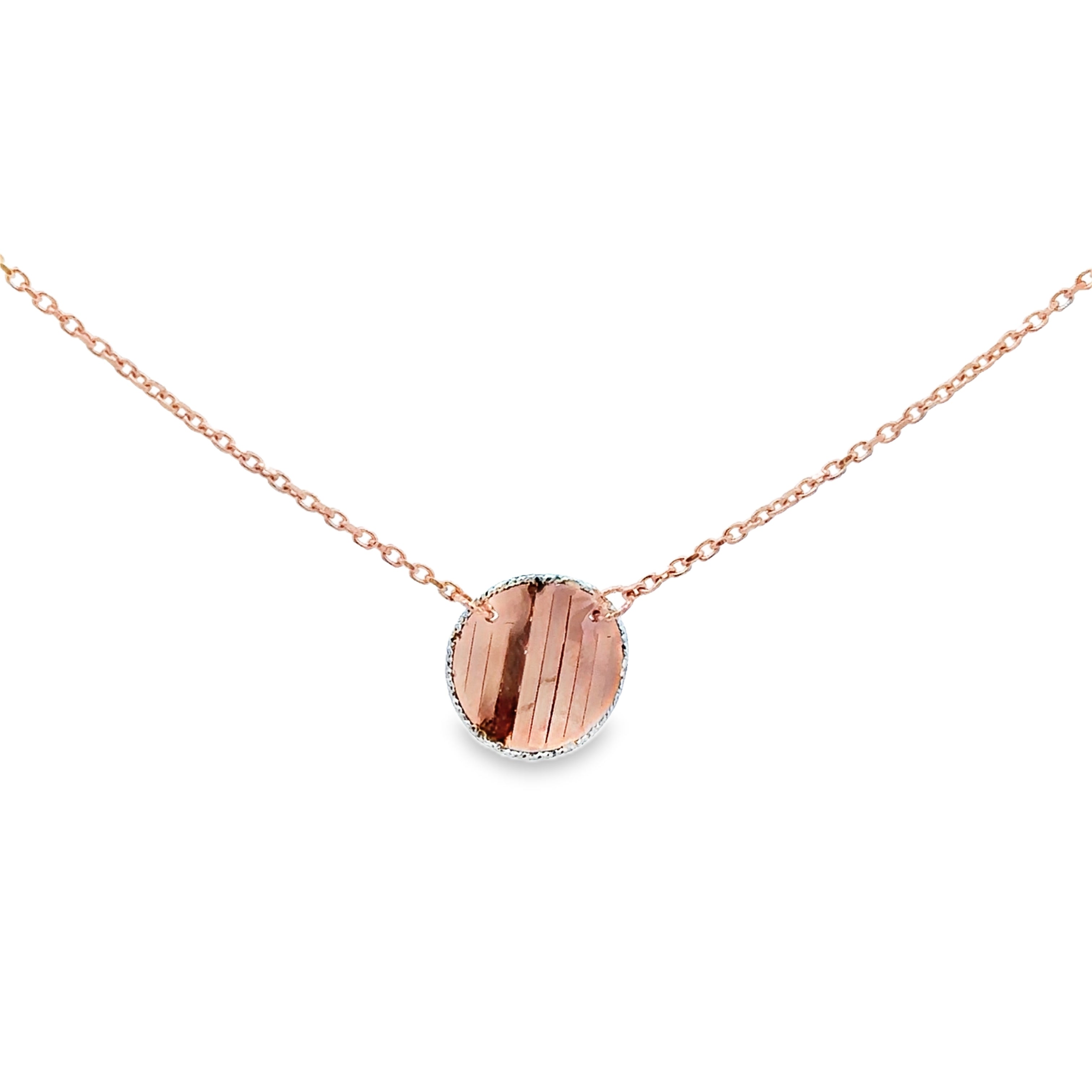 14K Rose Gold Sequin Disco Ball Adjustable Chain Pendant Necklace