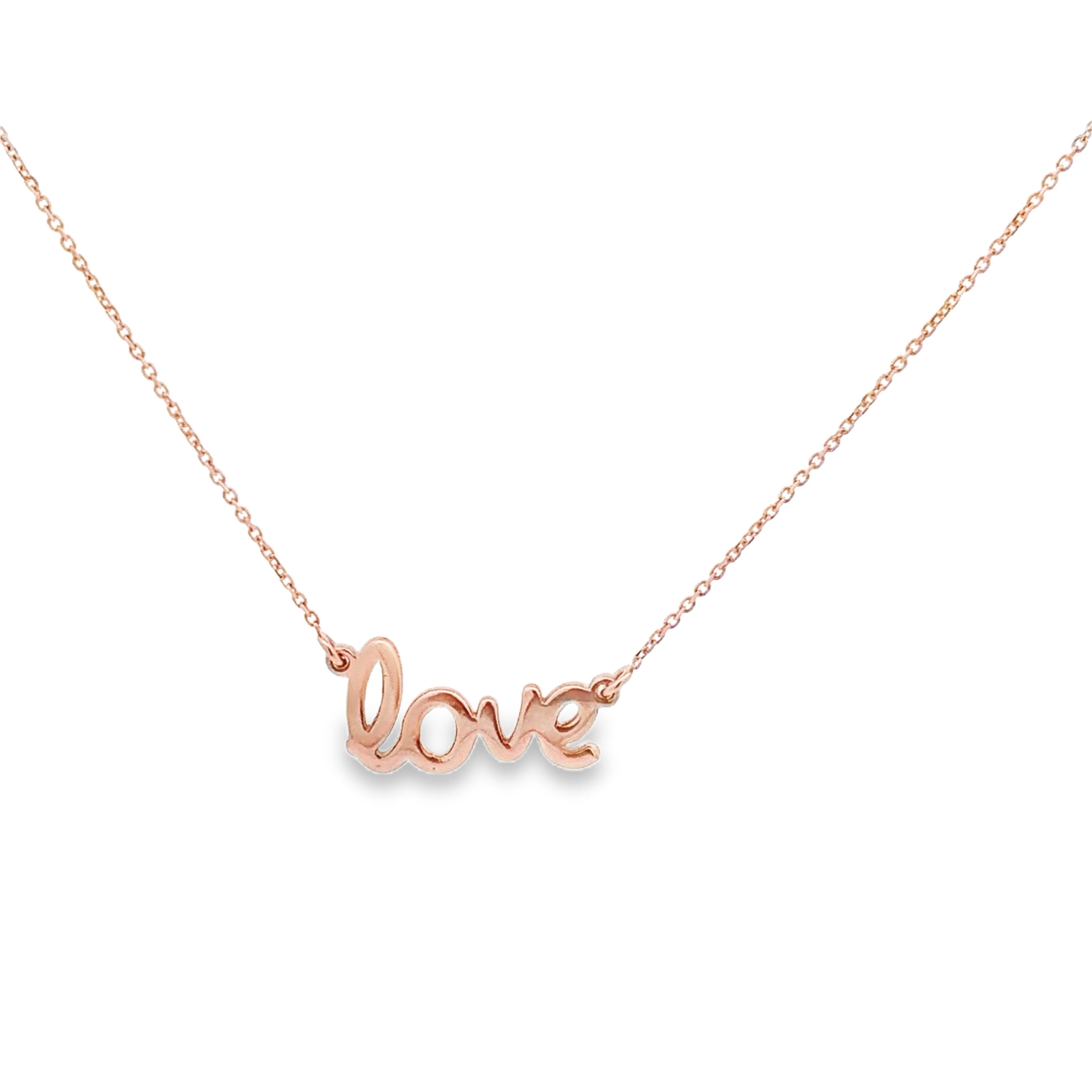 14K Rose Gold  "Love" Necklace 18"