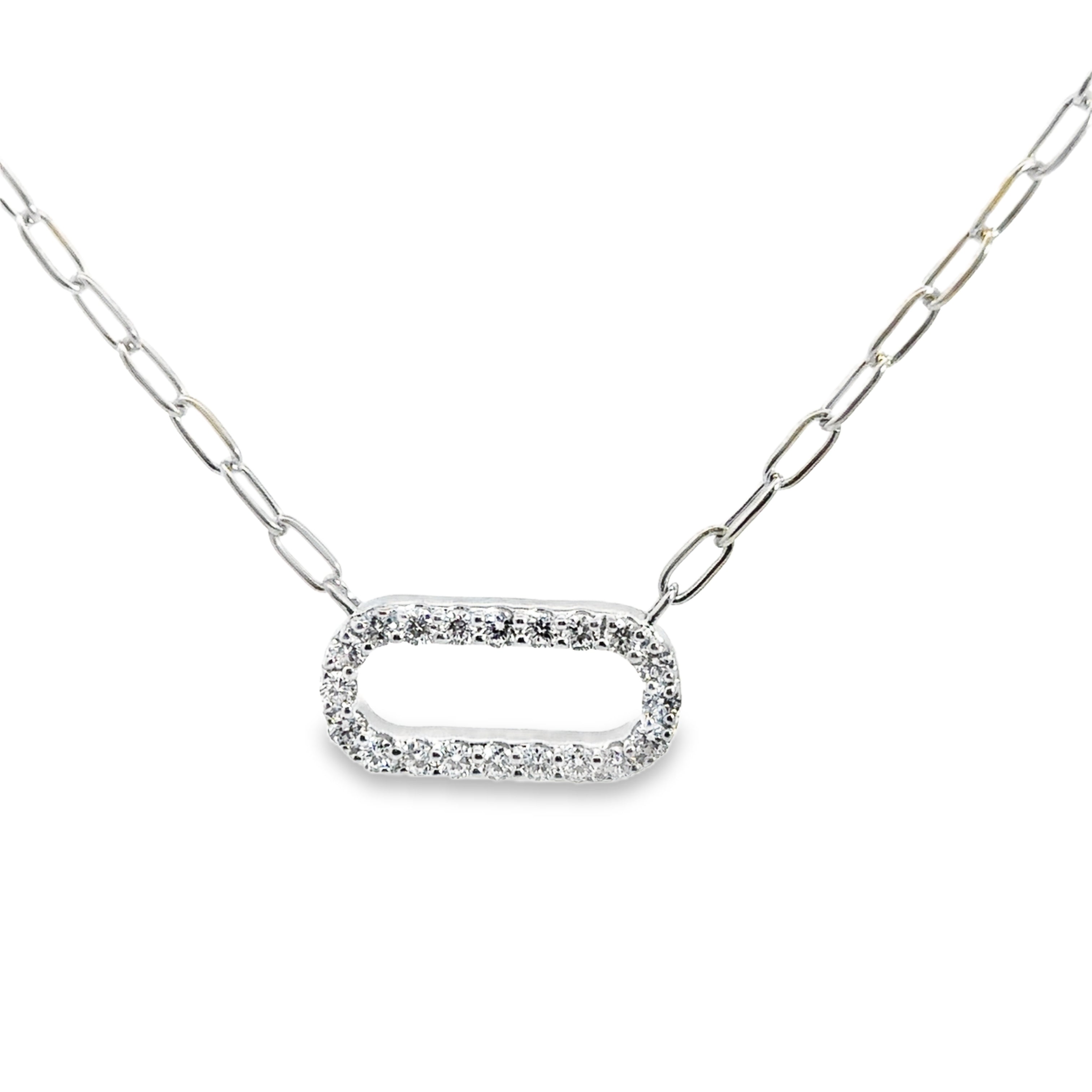 Sterling Silver Lab-Grown Diamond 1.25 CTW. Paperclip Fashion Necklace