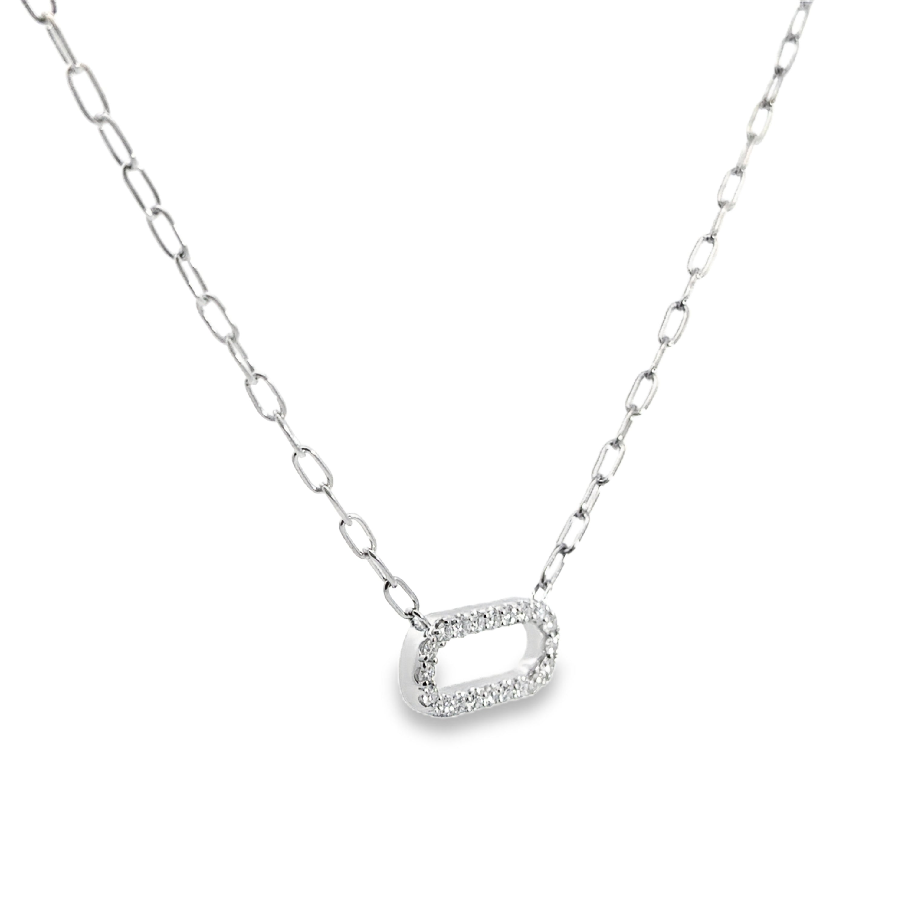 sterling silver lab grown diamond paperclip necklace