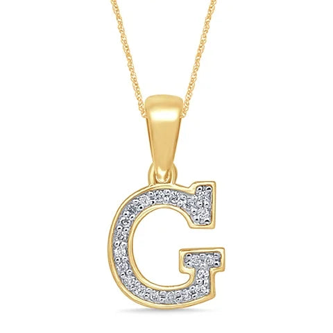 10K Yellow Gold 1/10CT. Diamond Initial Letter Pendant