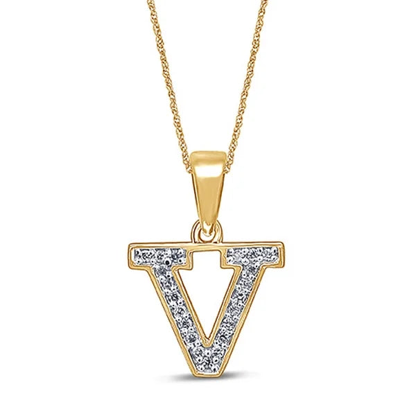 10K Yellow Gold 1/10CT. Diamond Initial Letter Pendant