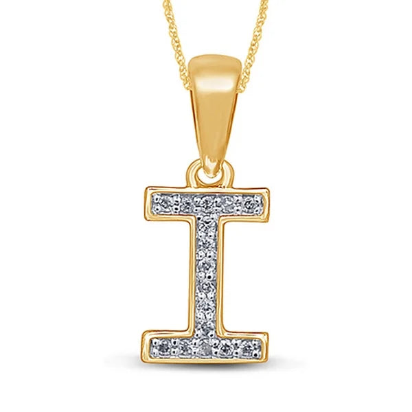 10K Yellow Gold 1/10CT. Diamond Initial Letter Pendant