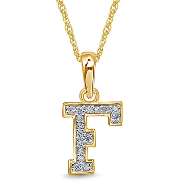 10K Yellow Gold 1/10CT. Diamond Initial Letter Pendant