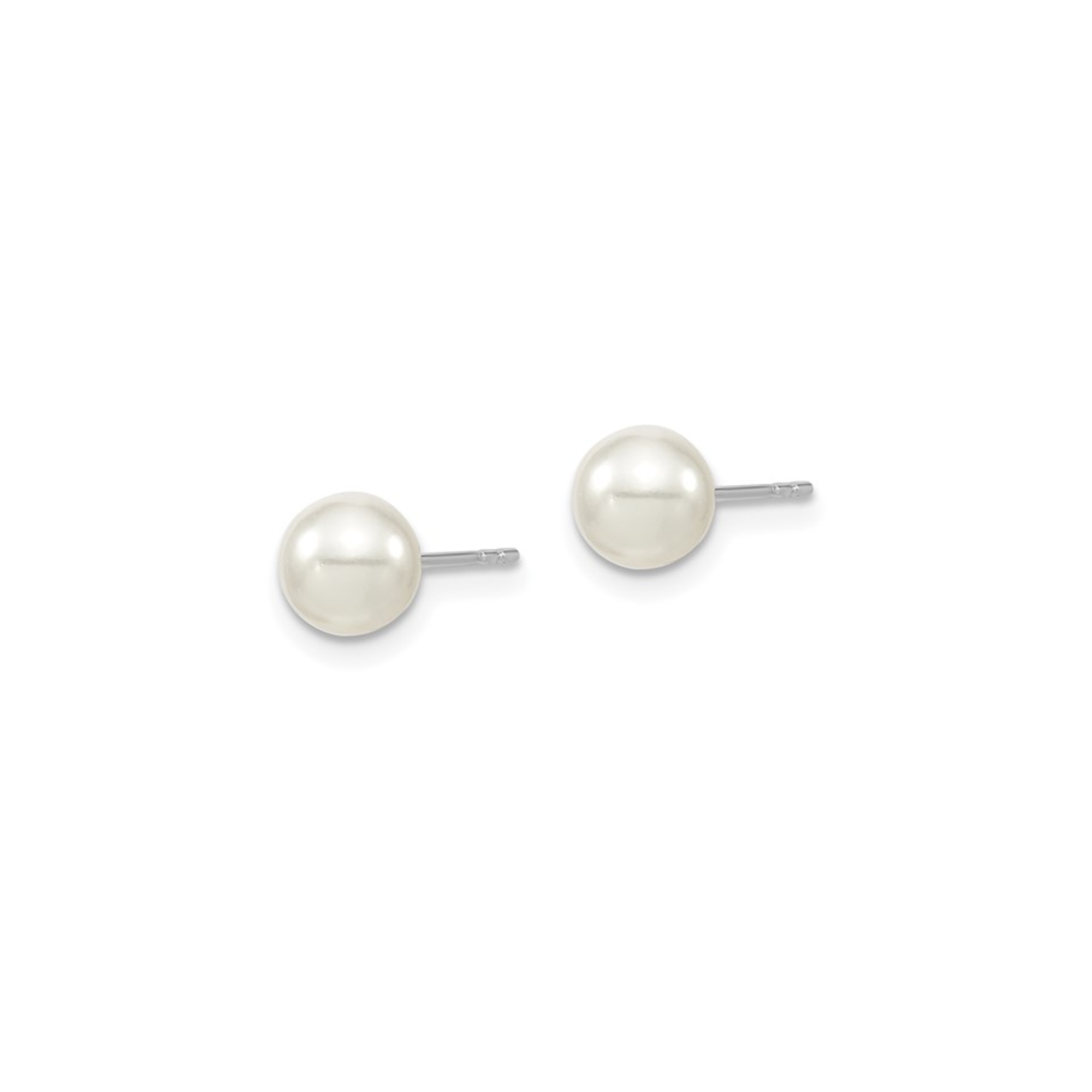 14K White Gold 6.5MM  Pearl Stud Earrings