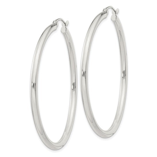 Front view of Sterling Silver Polished 2.5x45mm Hoop Earrings