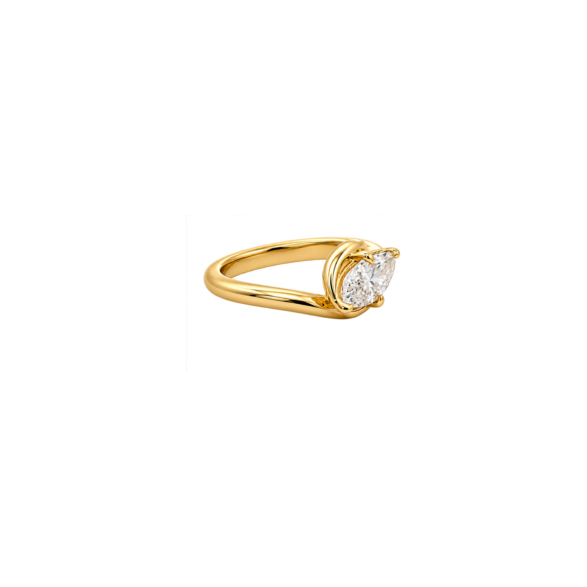 14K yellow gold lab-grown diamond bypass ring - centered transparent view 4