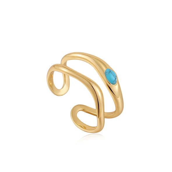 GOLD ANIA HAIE TURQUISE ADJUSTABLE RING