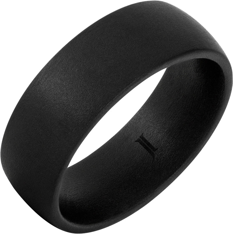 "MILITARY SAND" 8MM Men's Black Diamond Ceramic Ring with Military Sandblast Finish