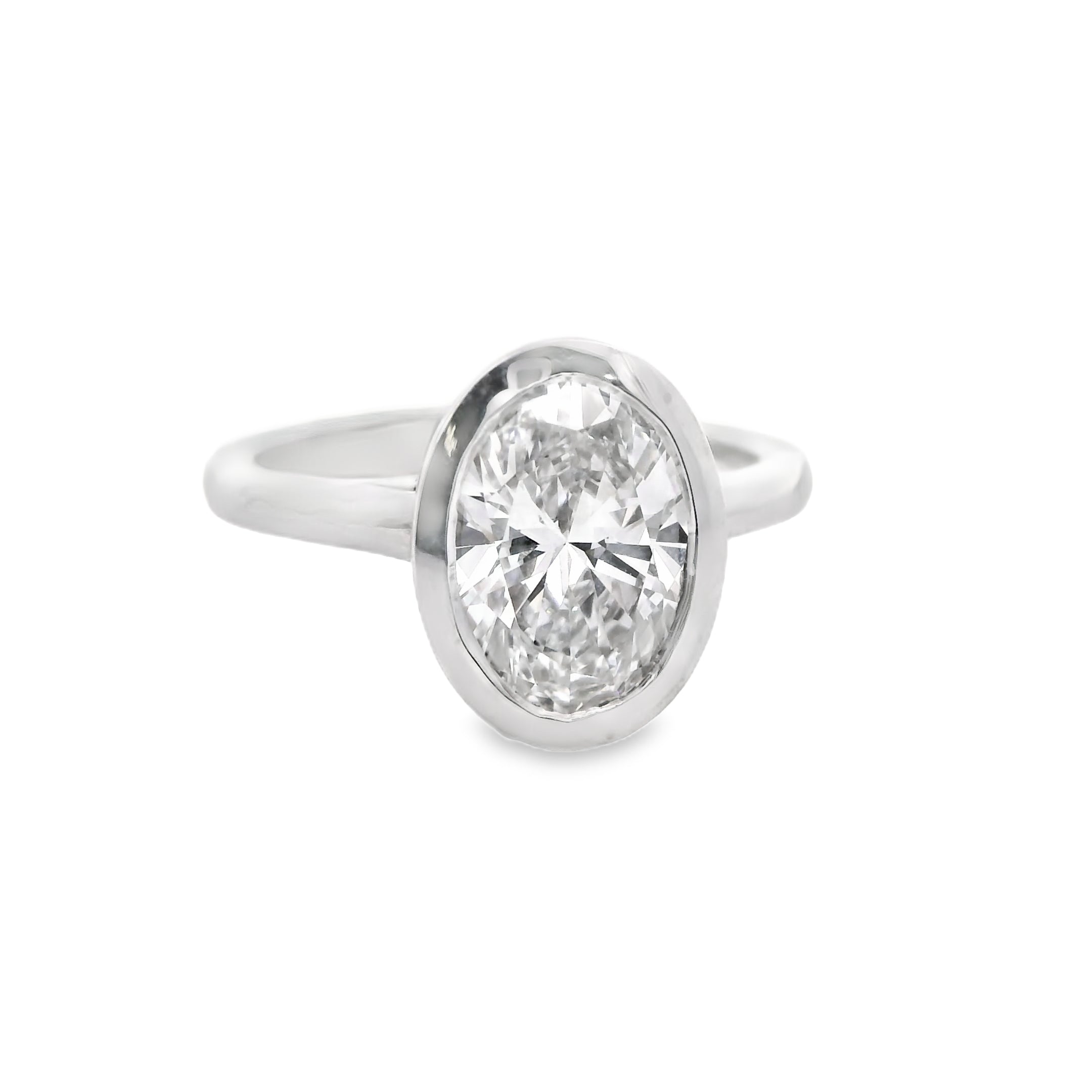 14K White Gold 2.06CT. Oval Bezel-Set Lab-Grown Diamond Engagement Ring