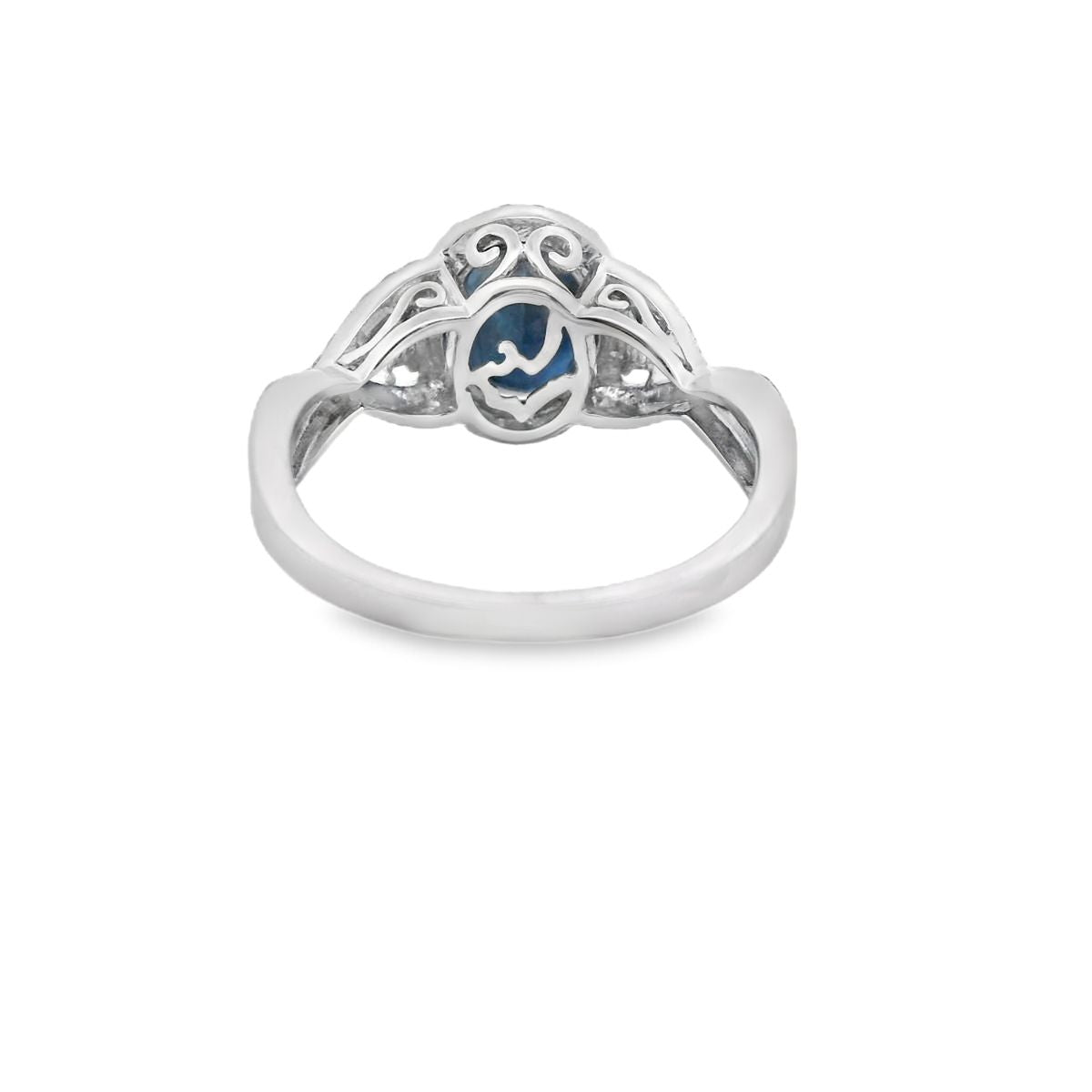 Effy 14K White Gold 1 -7/8 Ct. Oval Sapphire & 1/3 CTW Halo Diamond Ring