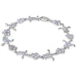 Sterling Silver White Opal Flower & Turtle Bracelet
