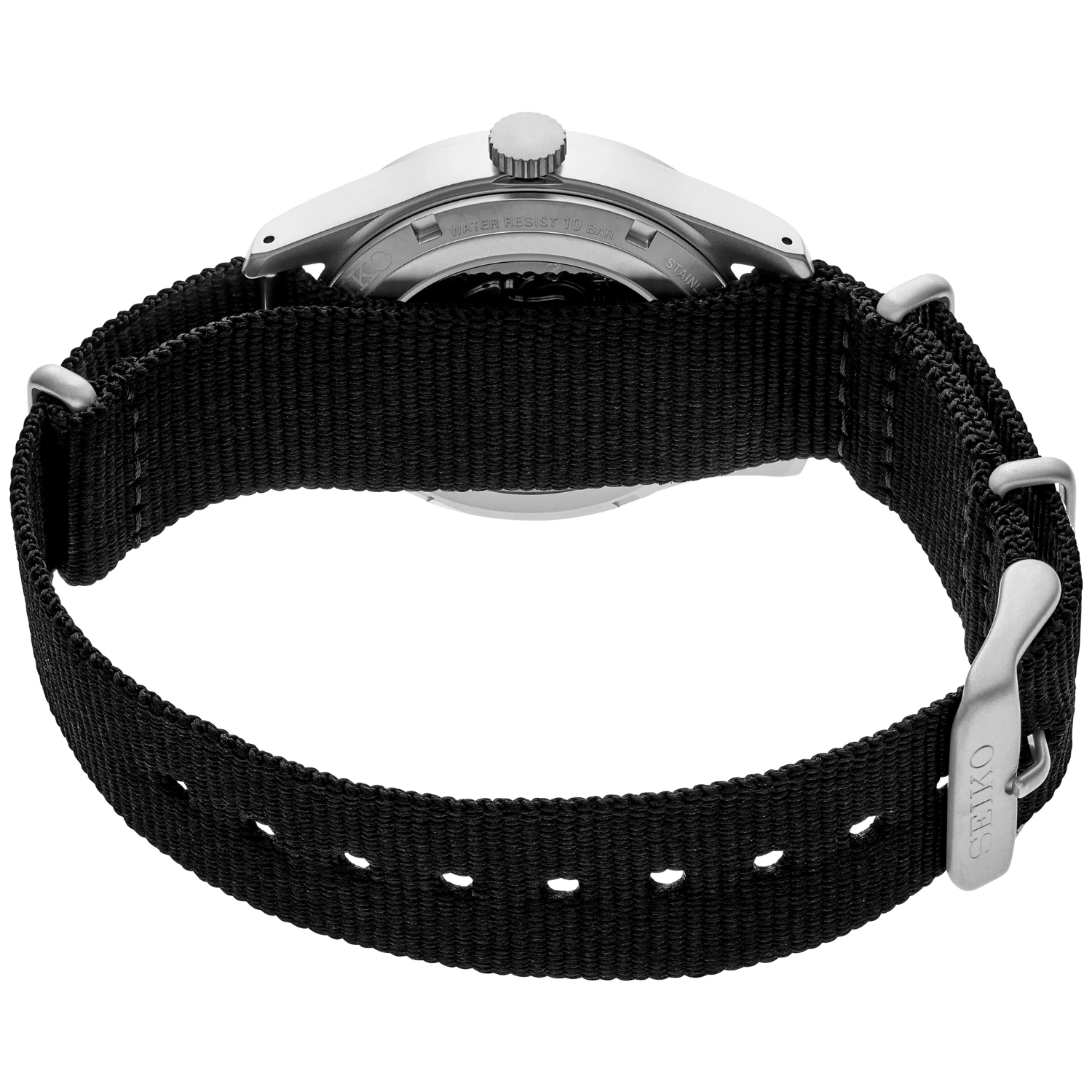SEIKO 5 Sports Retro Men's Automatic Black Dial Watch with Black Nylon Strap