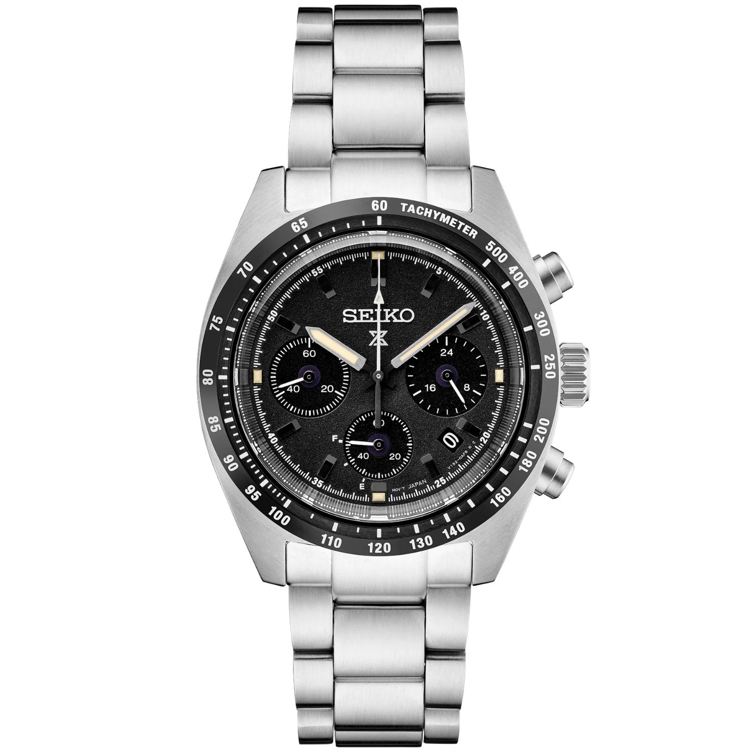 SEIKO Prospex Speedtimer Men's Solar Chronograph Stainless Steel Black Dial Watch