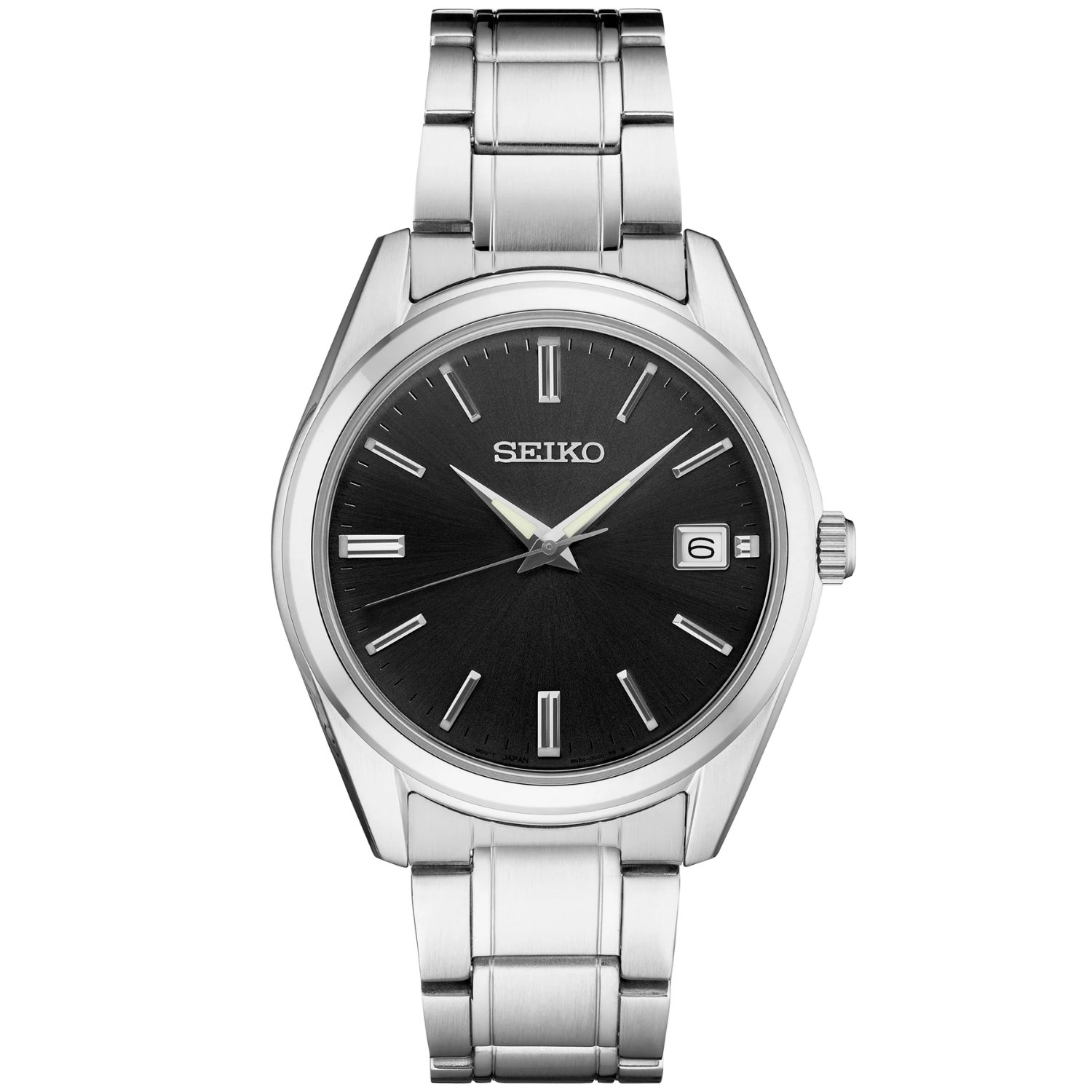 SEIKO Essentials Men's Quartz Stainless Steel Black Dial Watch