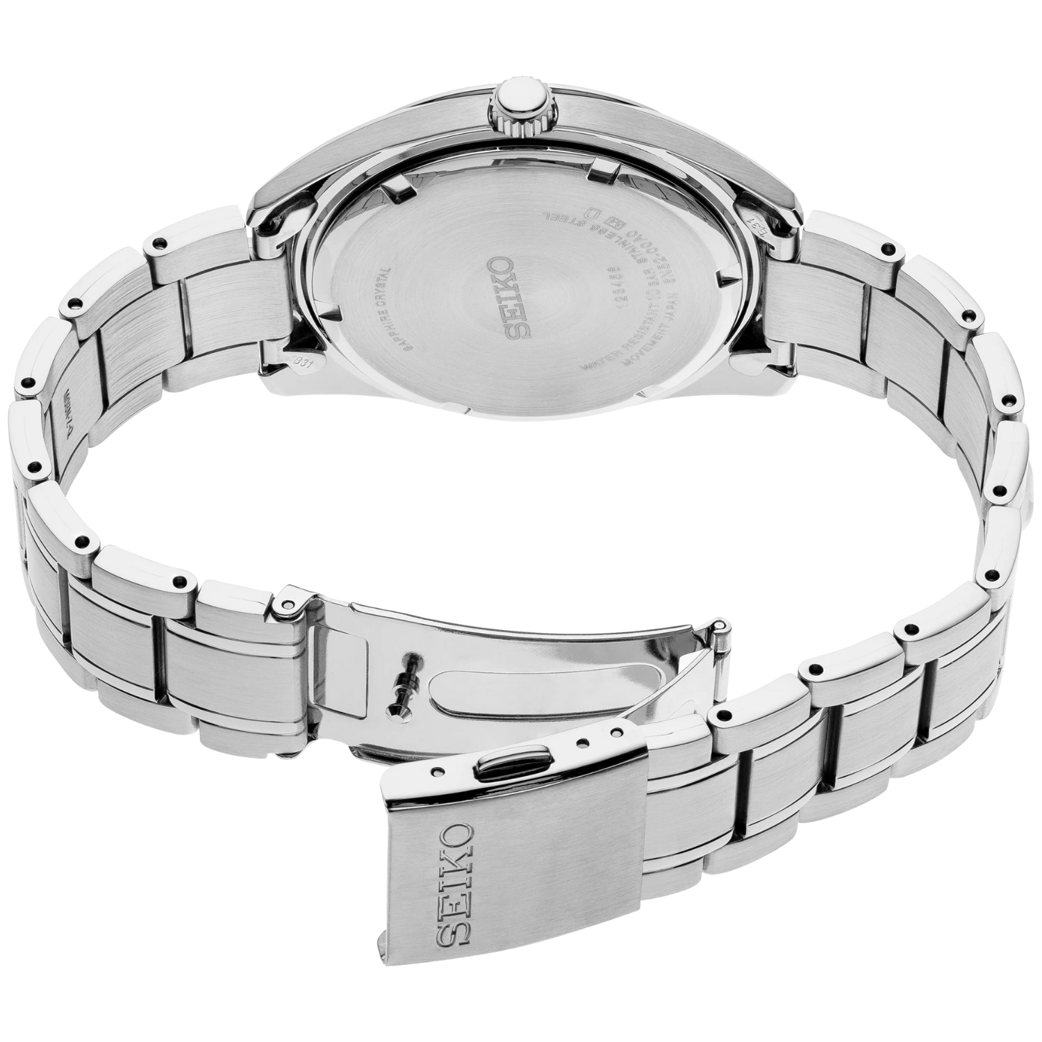 SEIKO Essentials Men's Quartz Stainless Steel Black Dial Watch