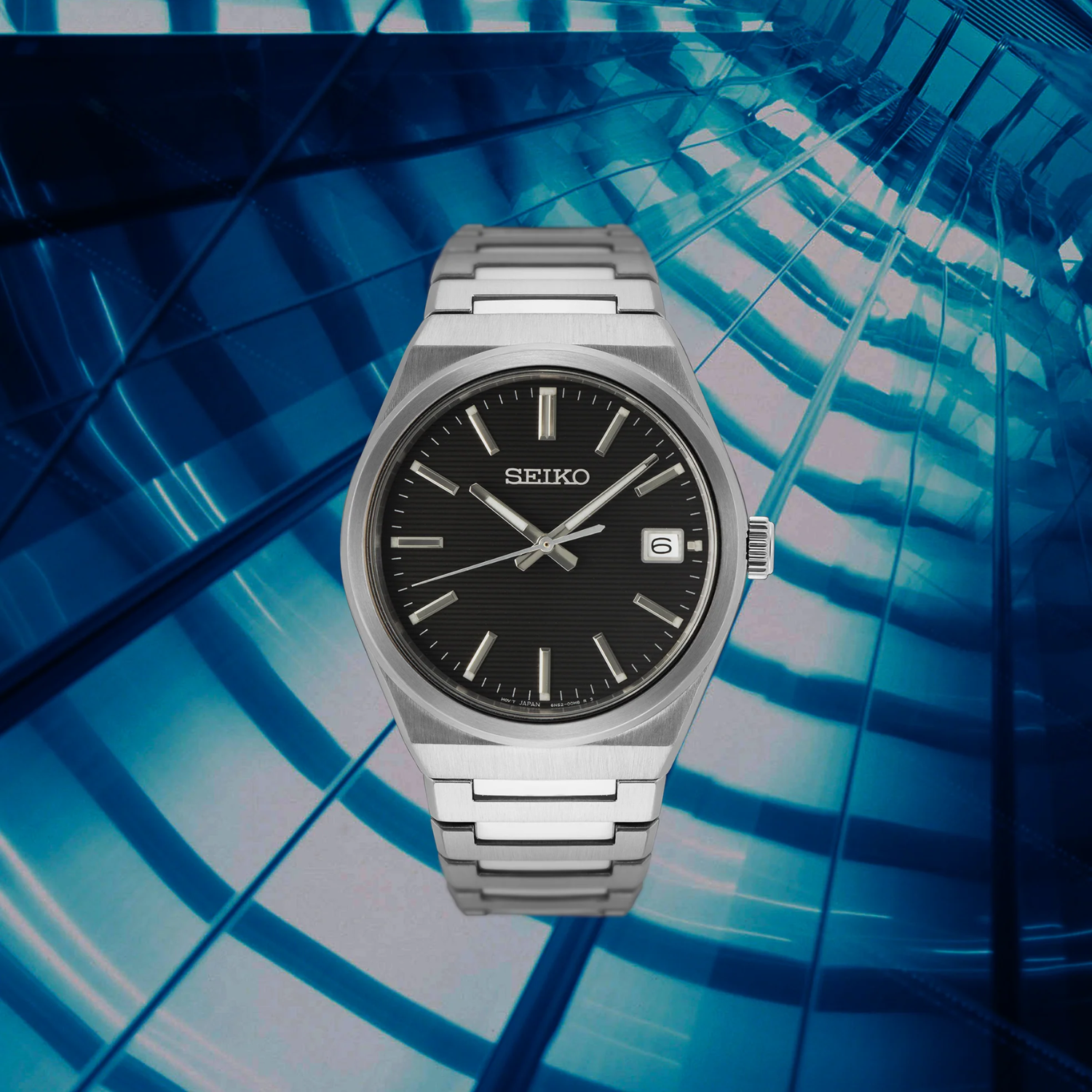SEIKO Essentials Men's Stainless Steel Quartz Black Dial Watch