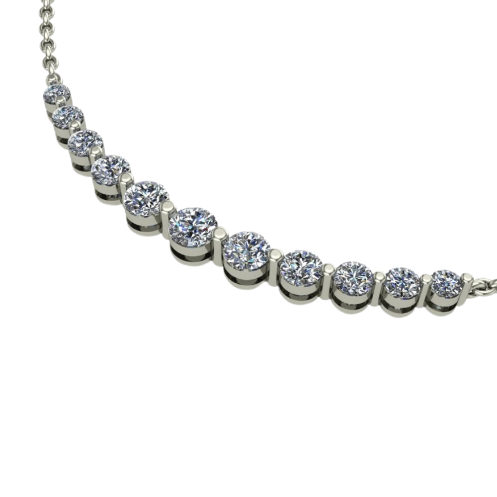 14K White Gold 1CTW. Lab-Grown Diamond Graduated Necklace