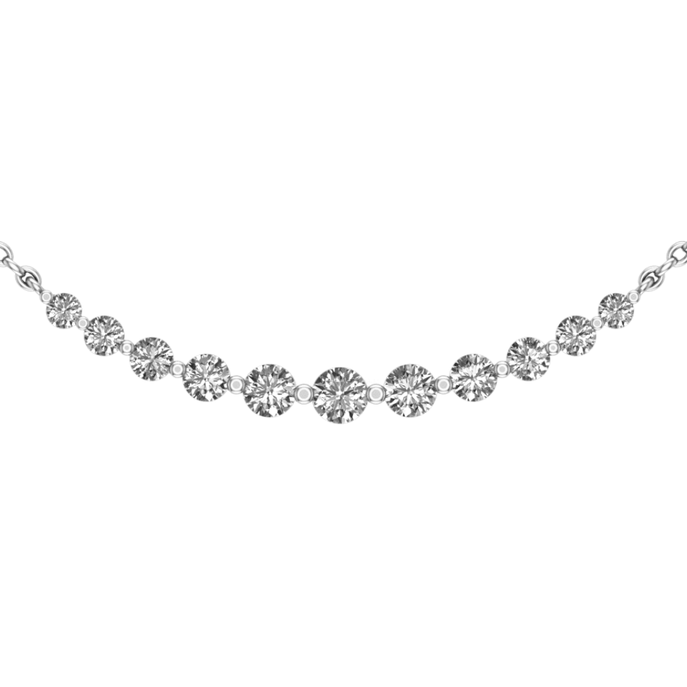 14K White Gold 1CTW. Lab-Grown Diamond Graduated Necklace