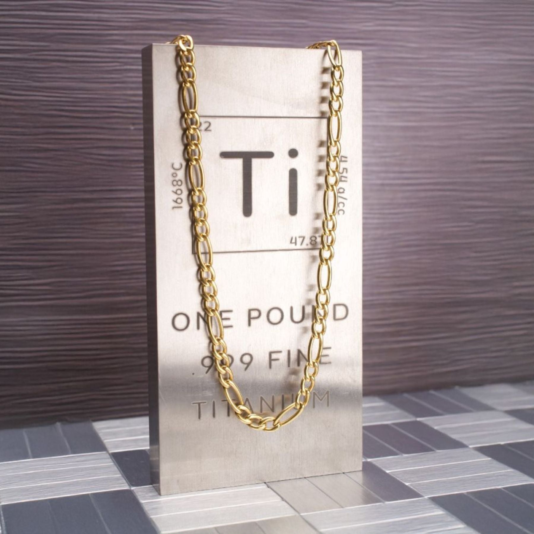 chain on titanium bar background 