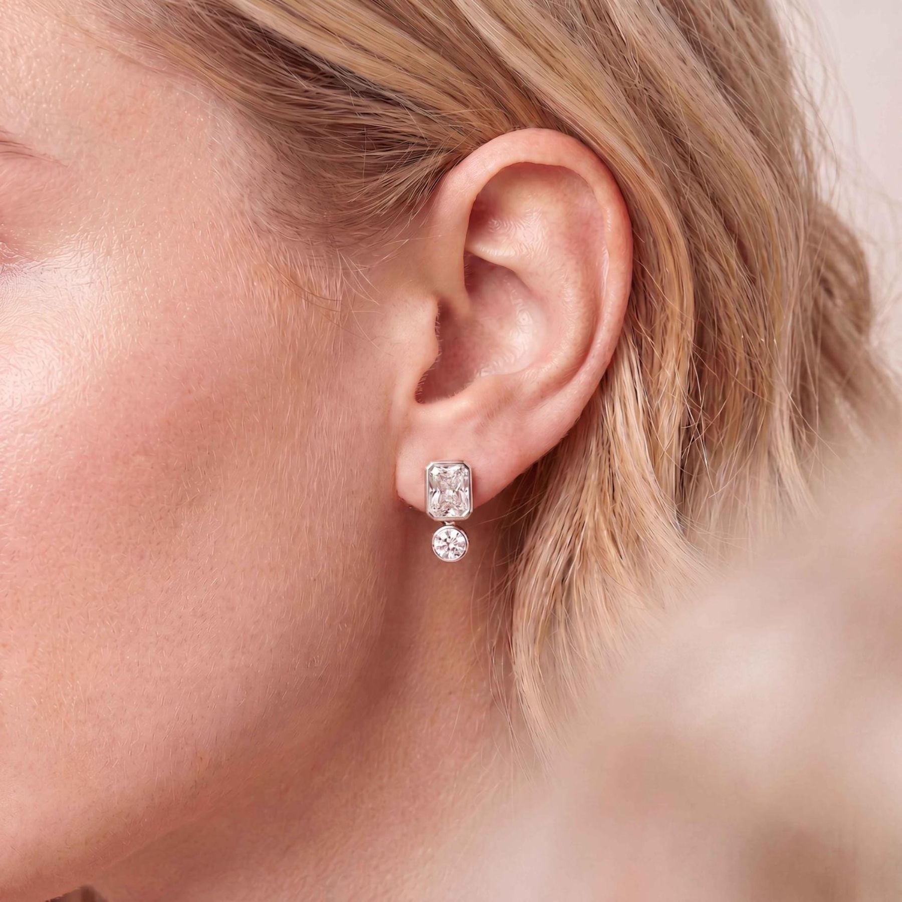 Earrings on white background