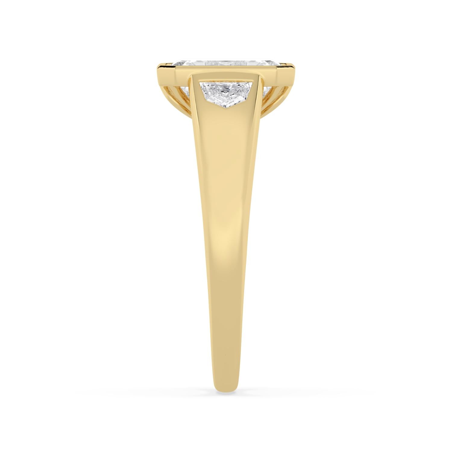 14K Yellow Gold 2.38CTW. Lab-Grown Diamond Emerald-Cut and Cadillac-Cut Accented Engagement Ring