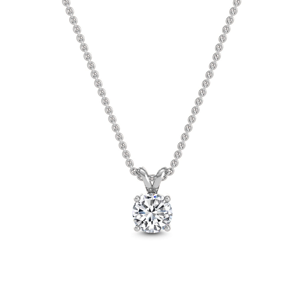 14K White Gold Certified 1.07CT. Round Lab-Grown Diamond Solitaire Pendant Necklace