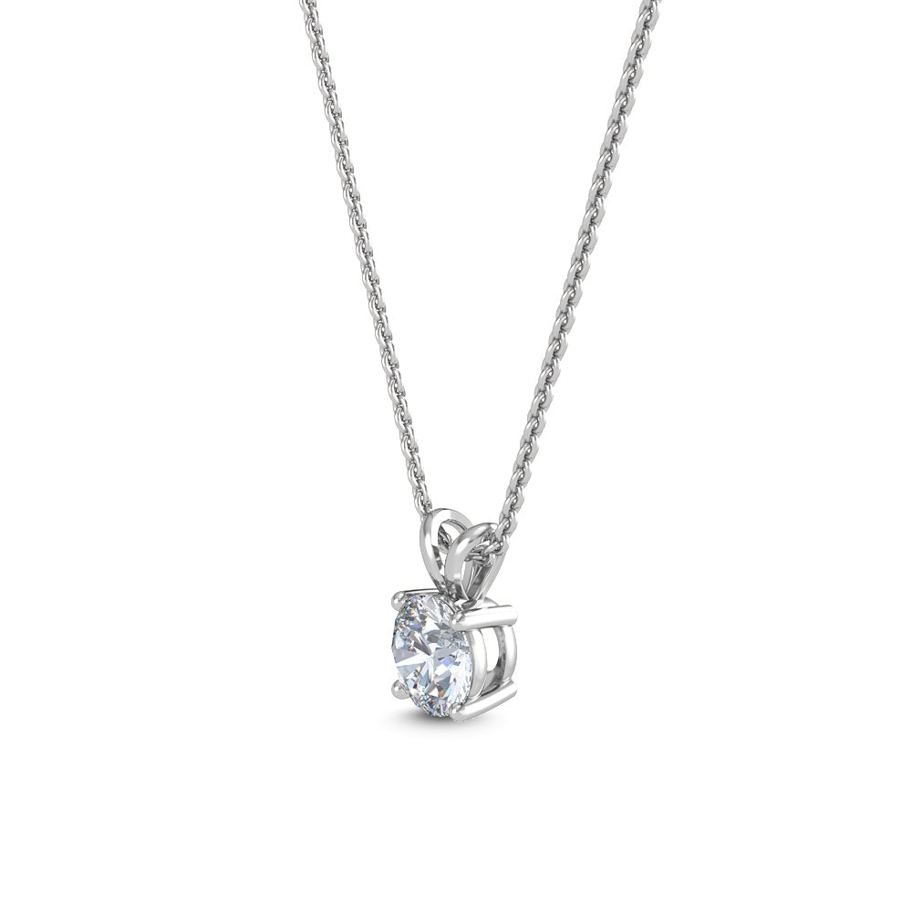 14K White Gold Certified 1.07CT. Round Lab-Grown Diamond Solitaire Pendant Necklace
