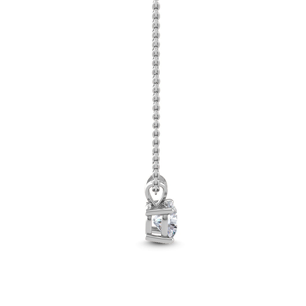 14K White Gold Certified 1.07CT. Round Lab-Grown Diamond Solitaire Pendant Necklace