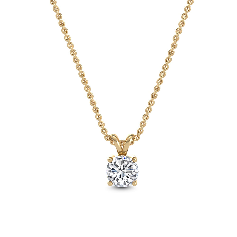14K Yellow Gold Certified 1.02CT. Round Lab-Grown Diamond Solitaire Pendant Necklace