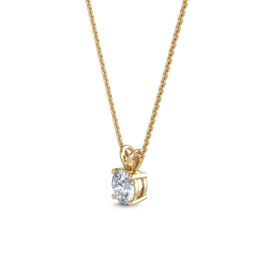 14K Yellow Gold Certified 1.02CT. Round Lab-Grown Diamond Solitaire Pendant Necklace