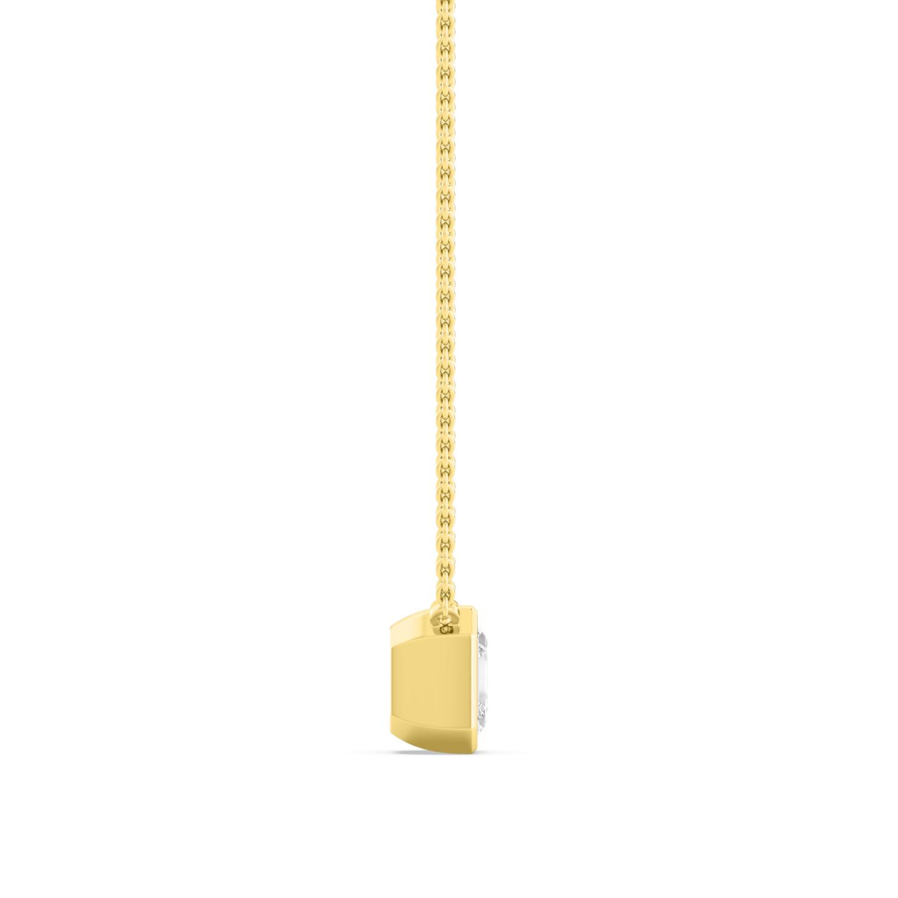 14K Yellow Gold Certified 1.01CT. Asscher-Cut Lab-Grown Diamond Bezel-Set Pendant Necklace