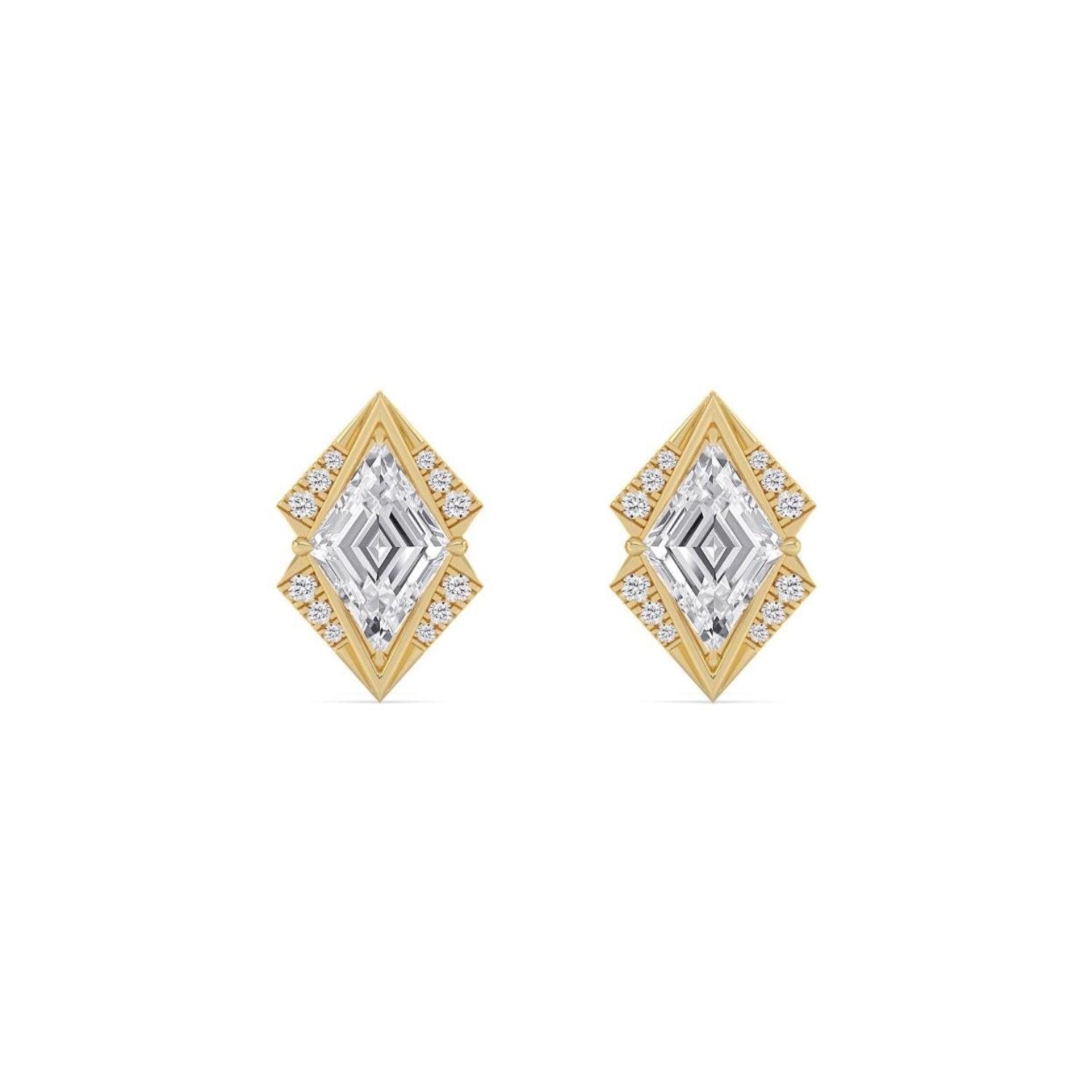 14K Yellow Gold 1.51CTW. Lab-Grown Diamond Accented Stud Earrings