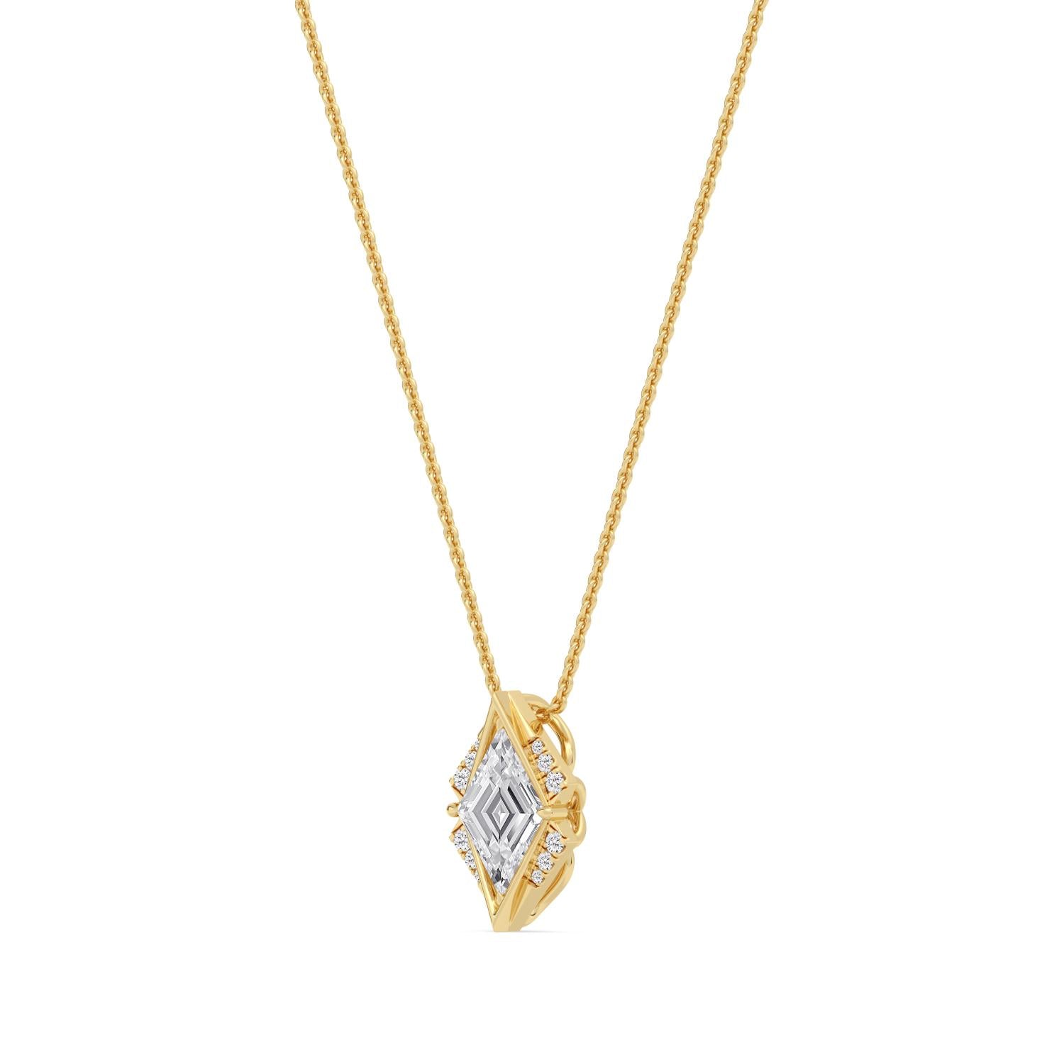 14K Yellow Gold 1.13CTW. Lab-Grown Diamond Accented Slide Pendant Necklace