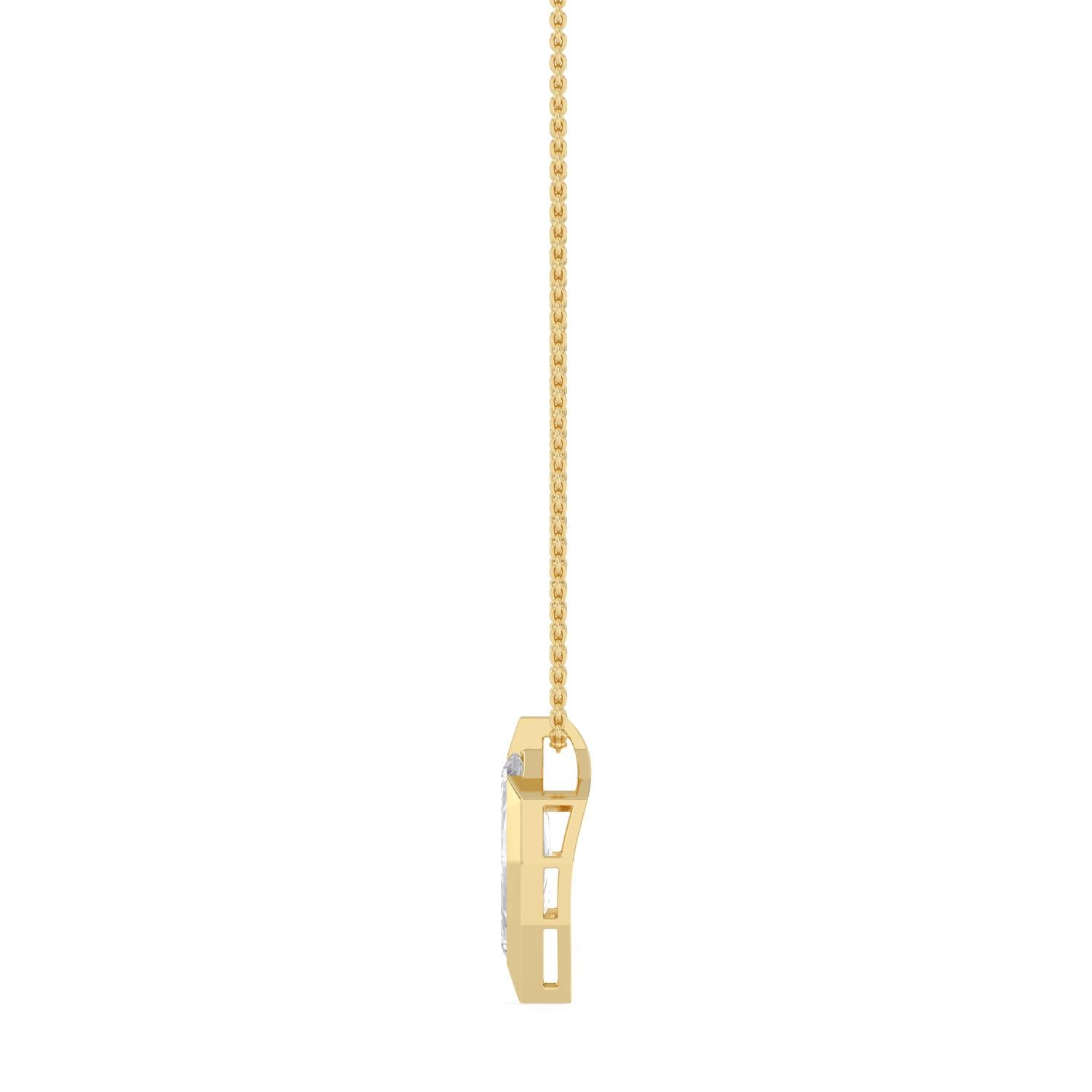 14K Yellow Gold 1.60CT. Lab-Grown Diamond Step-Cut Marquise Slide Pendant Necklace