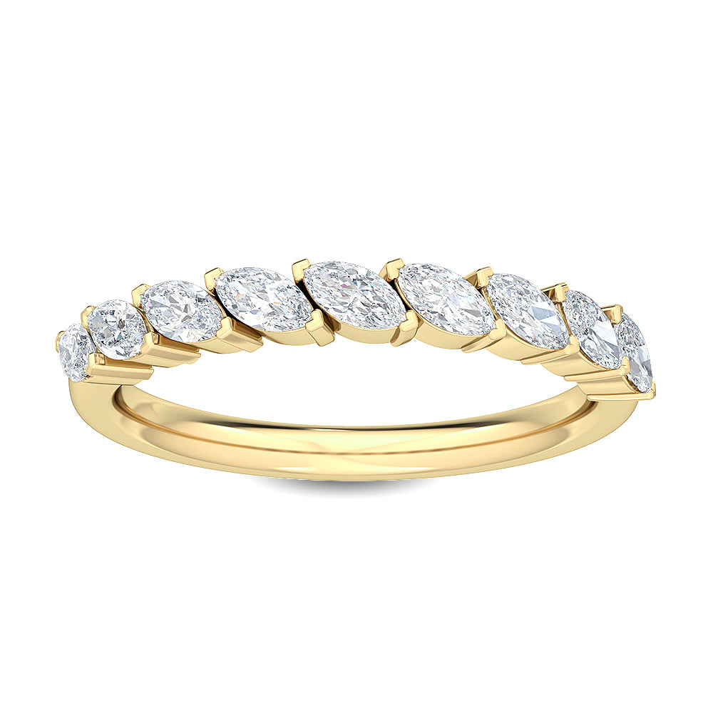 14K Yellow Gold 0.55CTW. Lab-Grown Diamond Diagonal Marquise Band