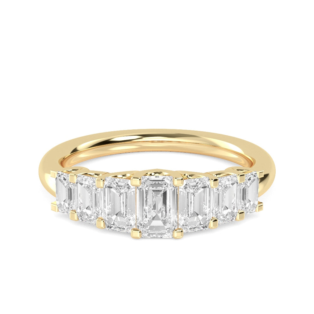 14K Yellow Gold 1.10CTW. Emerald-Cut Lab-Grown Diamond Graduated Ring