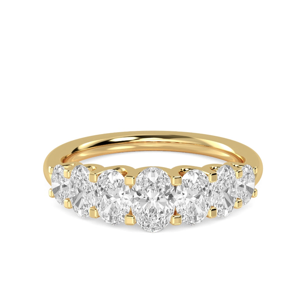 14K Yellow Gold 1.07CTW. Oval-Cut Lab-Grown Diamond Graduated Ring