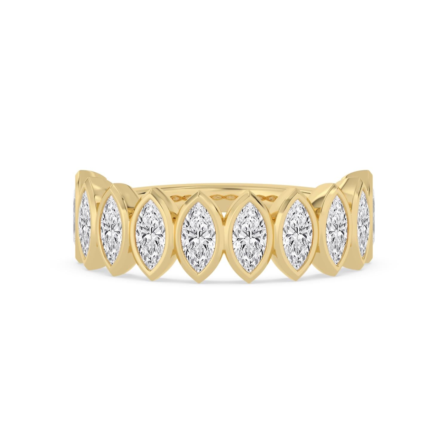 14K Yellow Gold 1.20CTW. Lab-Grown Diamond Bezel-Set Marquise Band