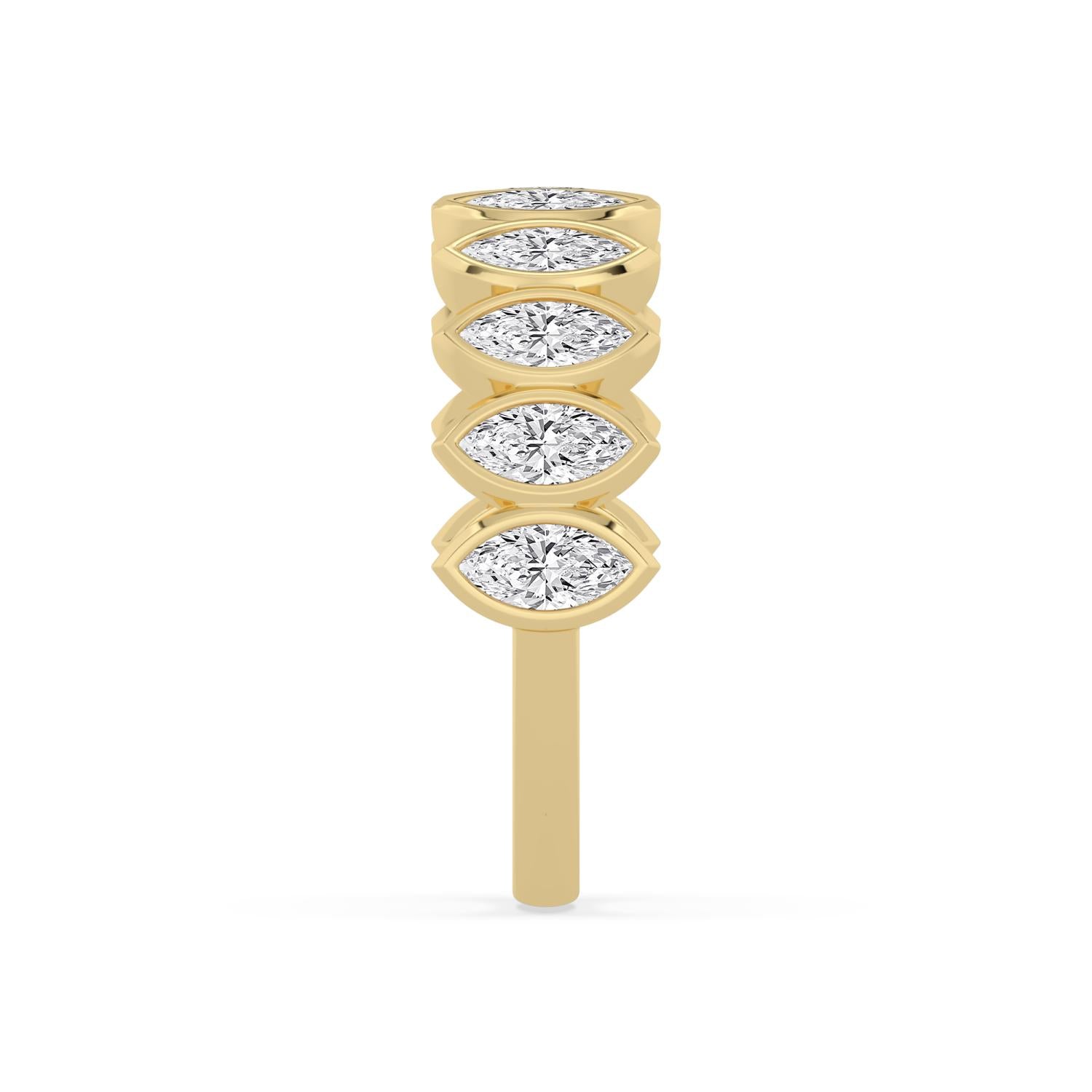 14K Yellow Gold 1.20CTW. Lab-Grown Diamond Bezel-Set Marquise Band