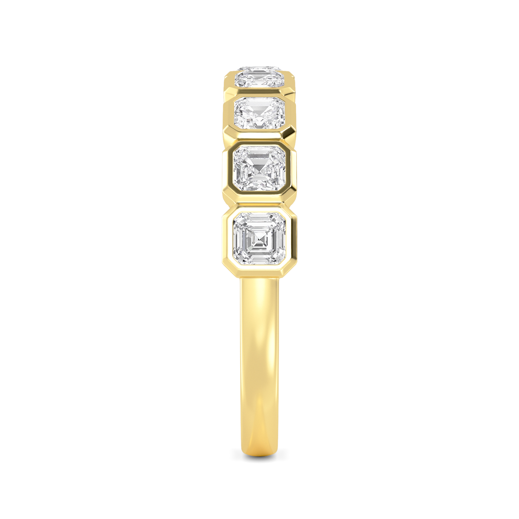 14K Yellow Gold 1.10CTW. Asscher-Cut Lab-Grown Diamond 9-Stone Bezel-Set Band