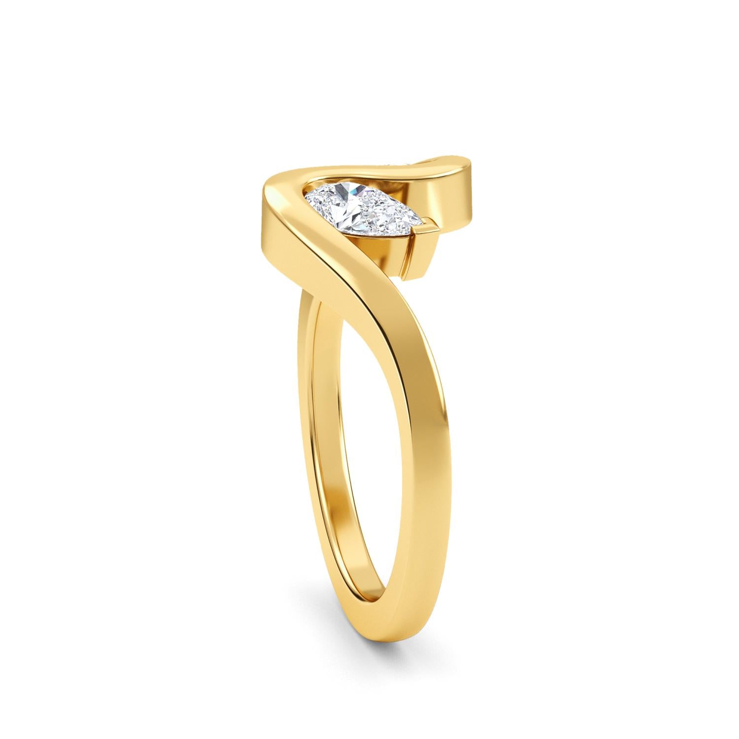 14K Yellow Gold 0.78CTW. Lab-Grown Diamond Pear and Oval Two-Stone Ring