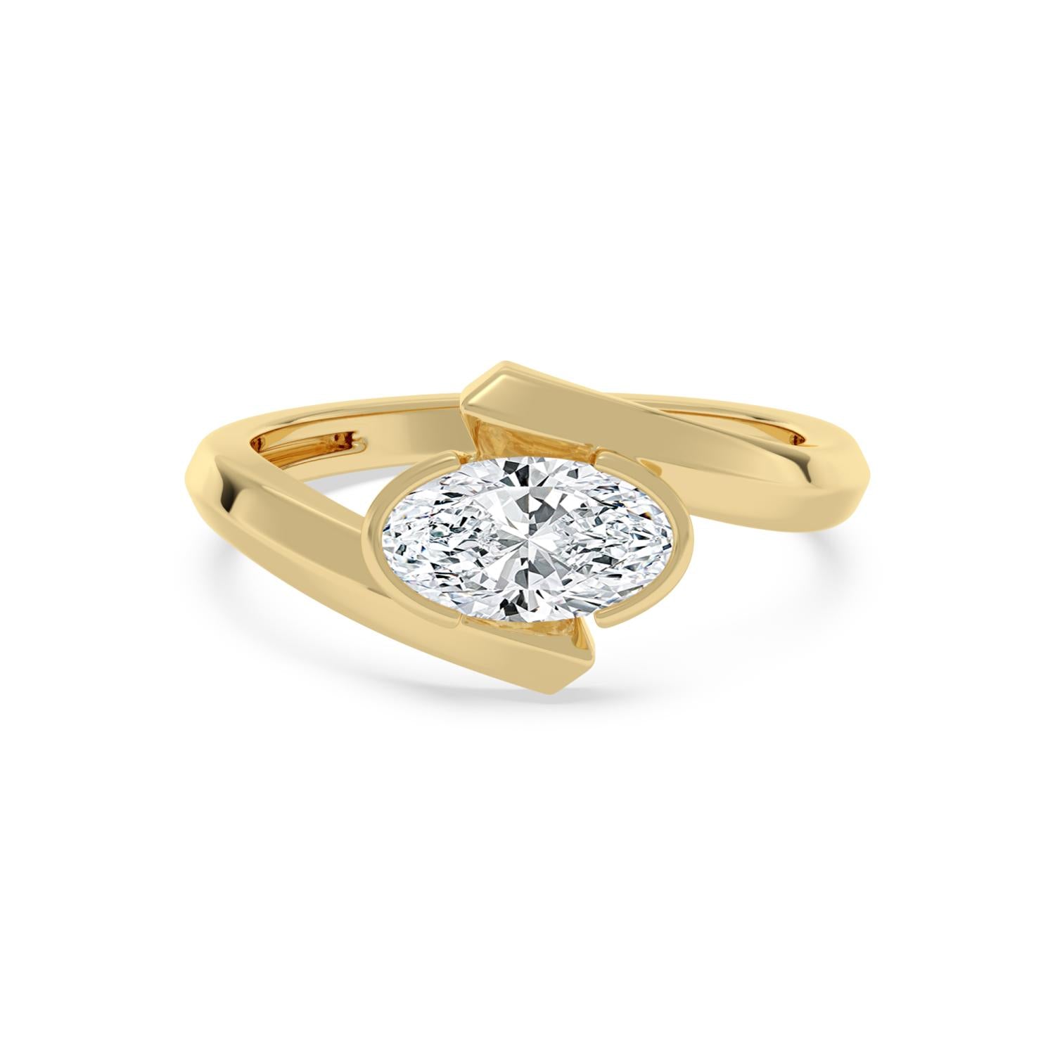 14K Yellow Gold 1.08CT. Lab-Grown Diamond Oval East-to-West Ring
