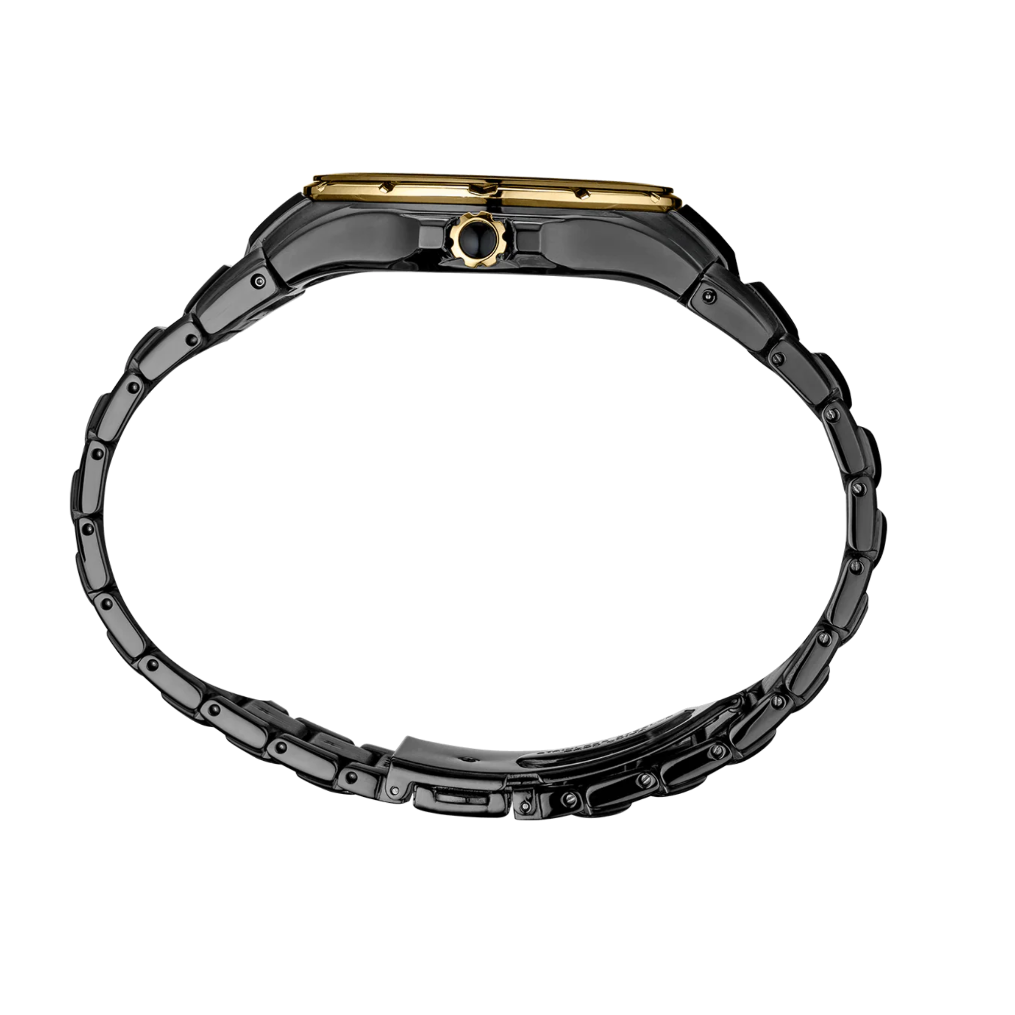 Black metal bracelet on a white background