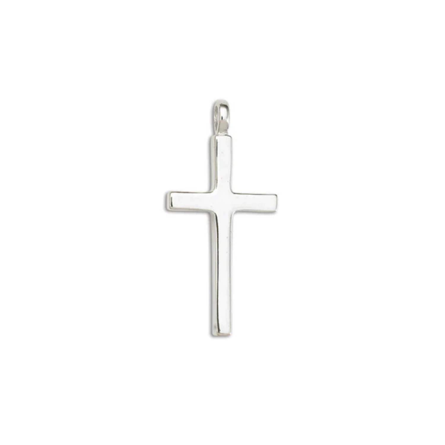 Sterling Silver Solid Block Cross Pendant Necklace on 22" 2.3MM Curb Chain