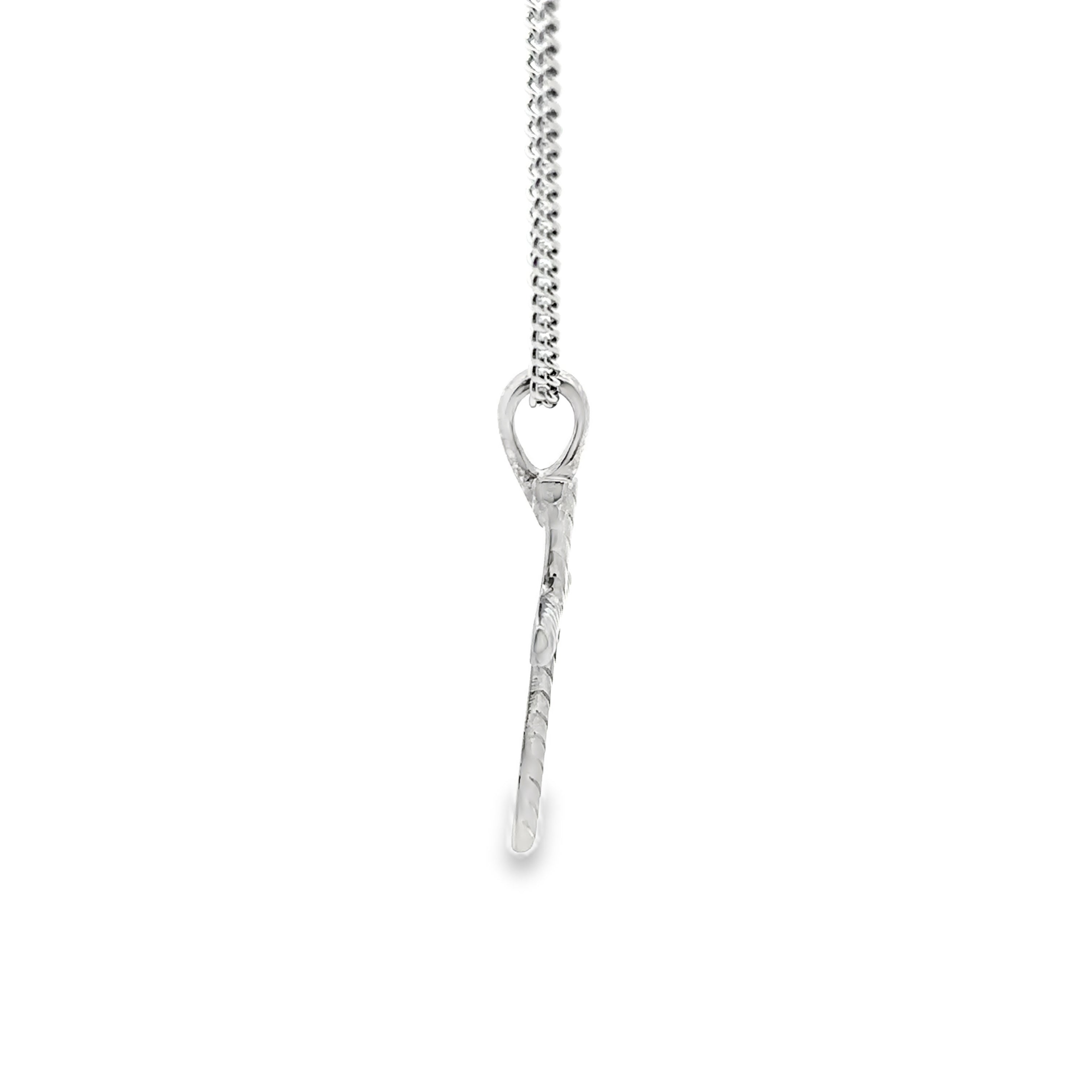 Sterling Silver Solid Rope-Style Cross Pendant Necklace