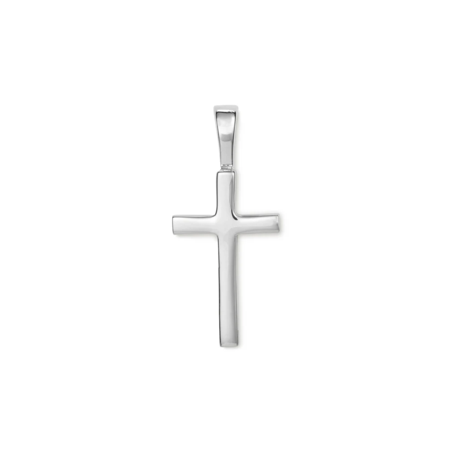 Sterling Silver Solid Cross Pendant Necklace on 20" 1.9MM Curb Chain