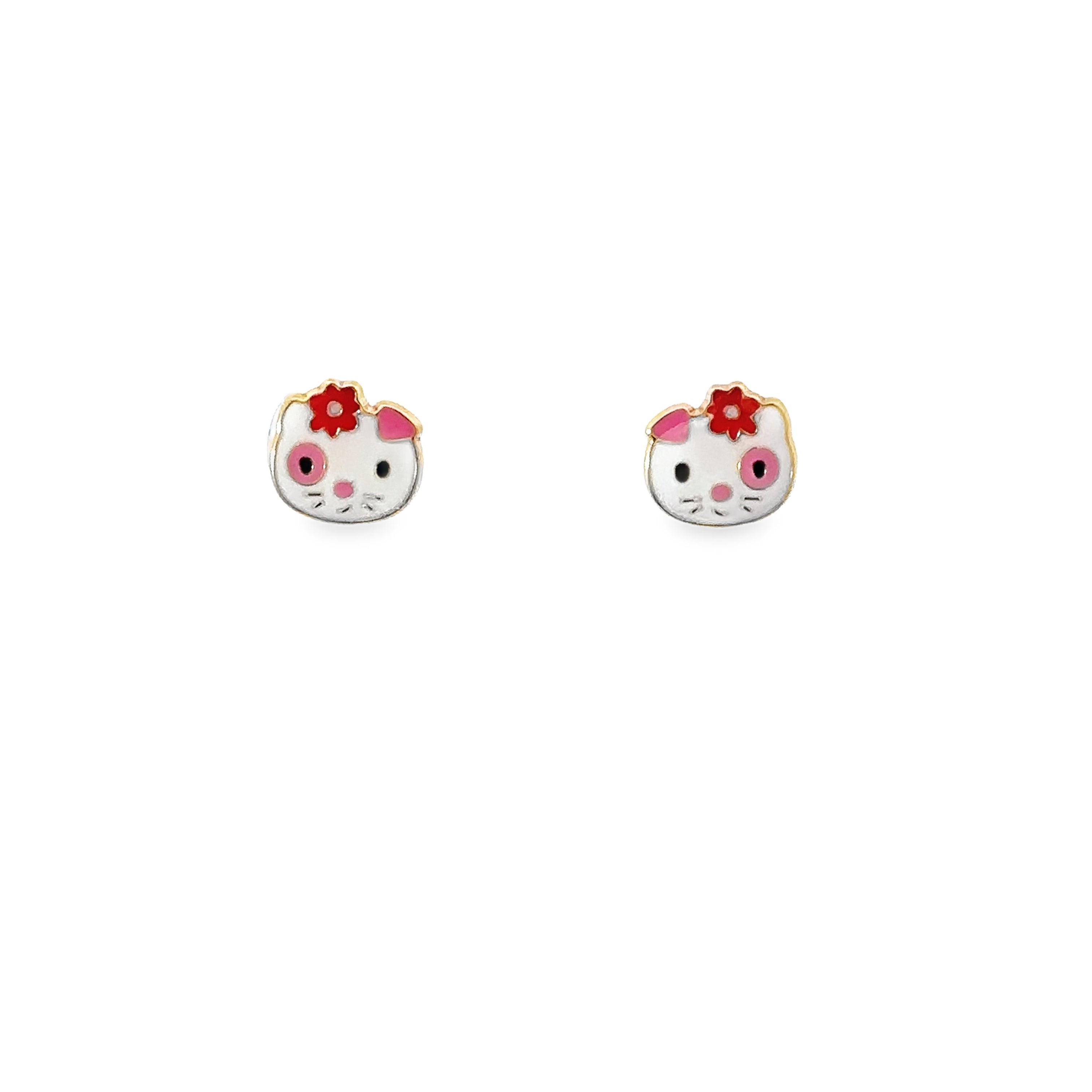 14K Yellow Gold Hello Kitty Inspired Stud Earrings