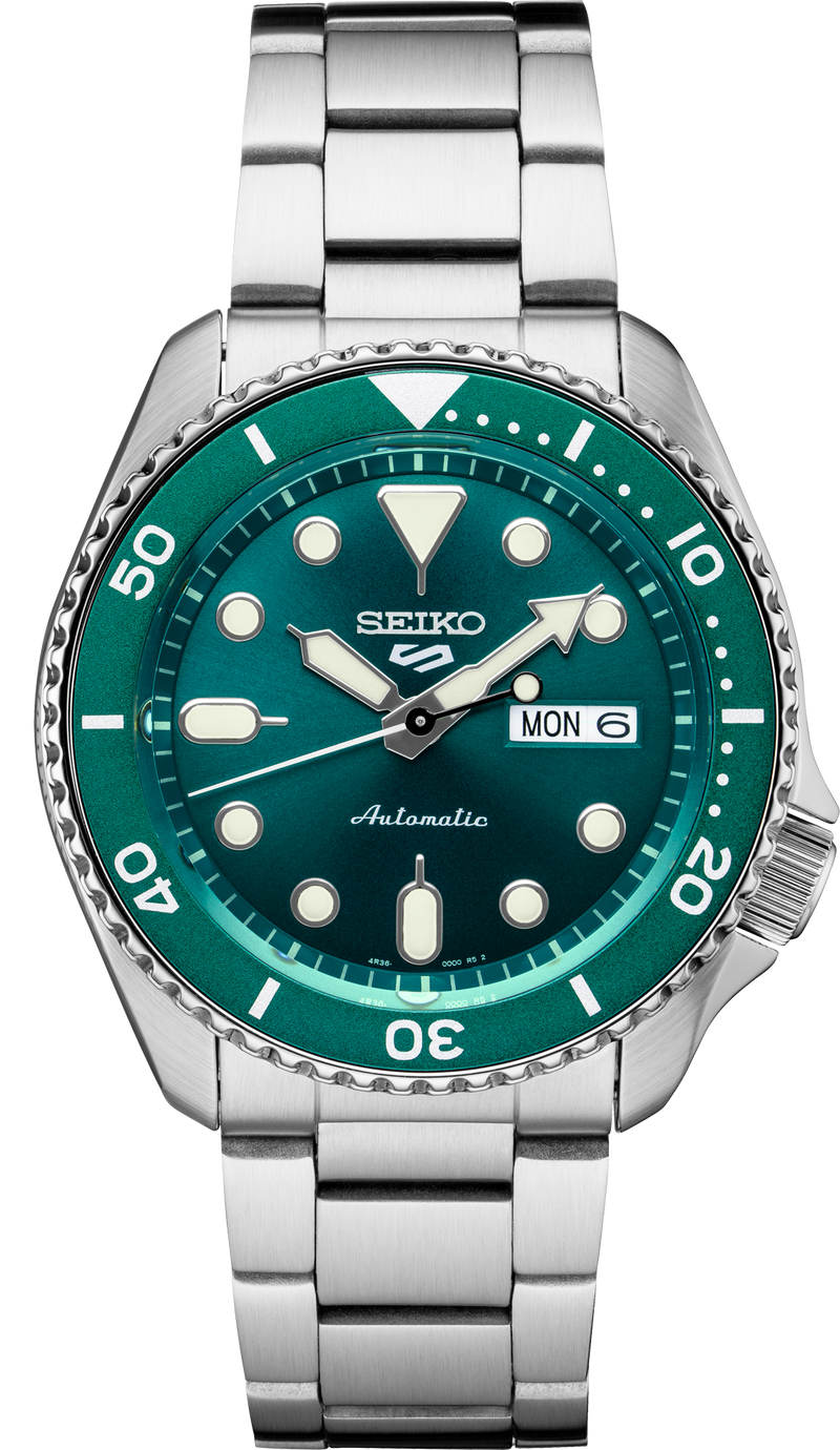 SEIKOS MEN'S 5 SPORTS Automatic Green-Dial & Bezel Watch