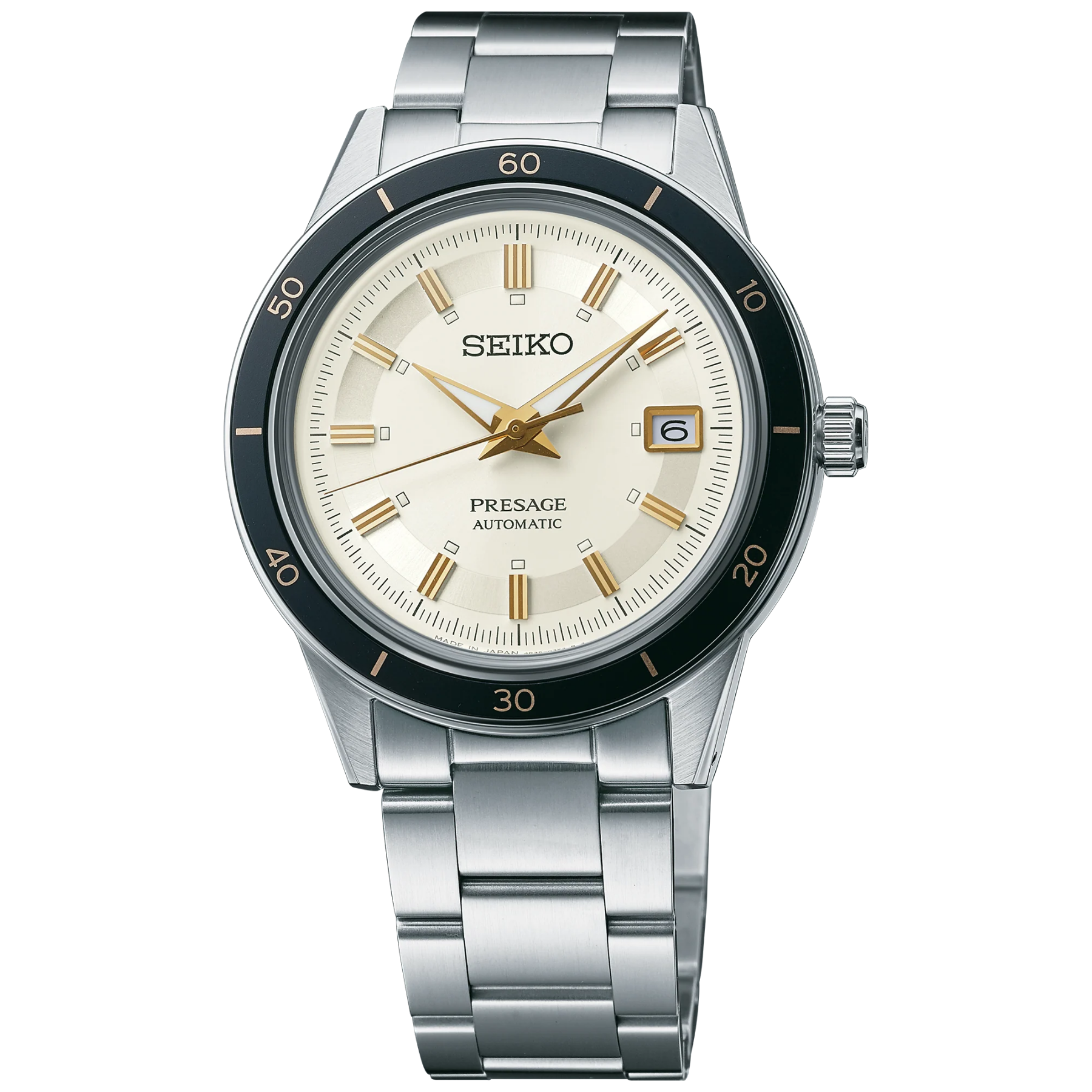 SEIKO Presage Automatic Ivory Dial Watch with Leather Strap